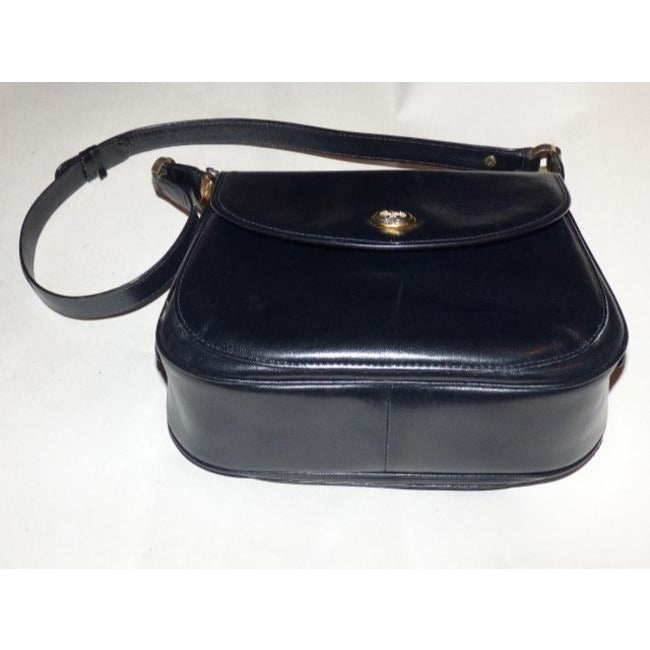 Gucci Top Handle Kelly Style Midnight Blue Black Leather Shoulder Bag