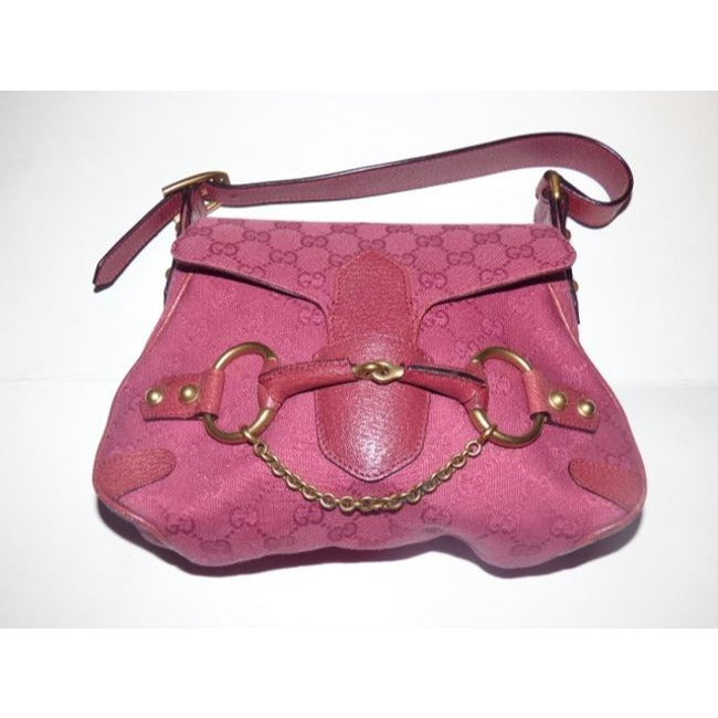 Gucci Horsebit Top Handle Bag W Canvasleather W Chain Pink Guccissima Printgold Leather And Canvas S