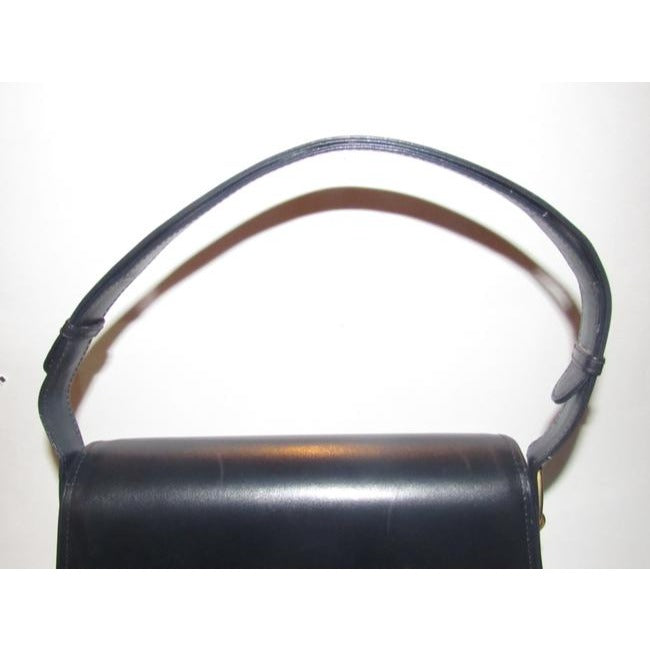 Vintage, RARE, Gucci, mod, deep blue leather, 1973 line , shoulder purse with bold gold tone accents