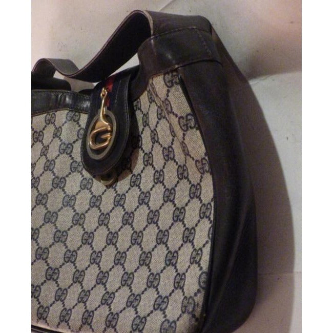 Gucci Ophidia Top Handle Bag Xl W Printleather Sherry Stripe And Gold G Navy Guccissimaredblue Leath