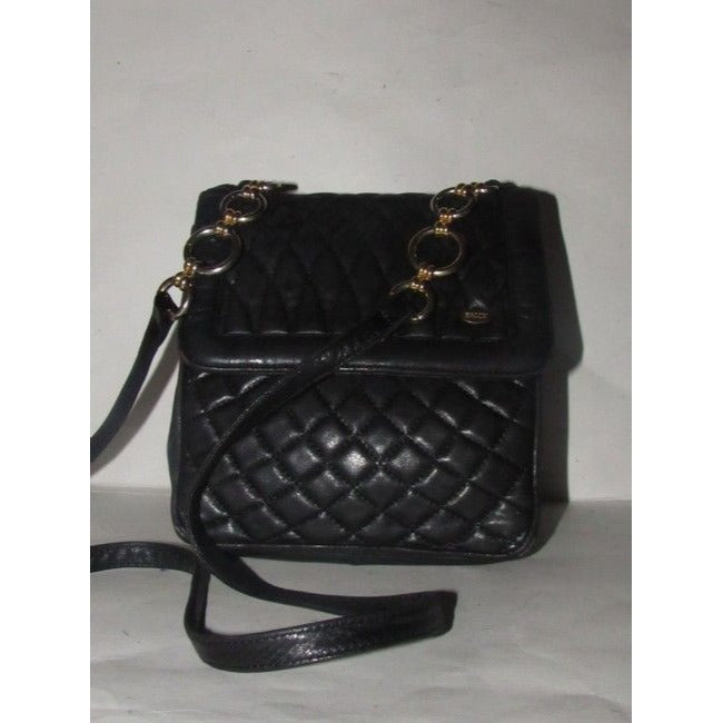 Bally Vintage Pursesdesigner Purses Black Quilted Leather With Gold Chain And Black Leather Strap Sh