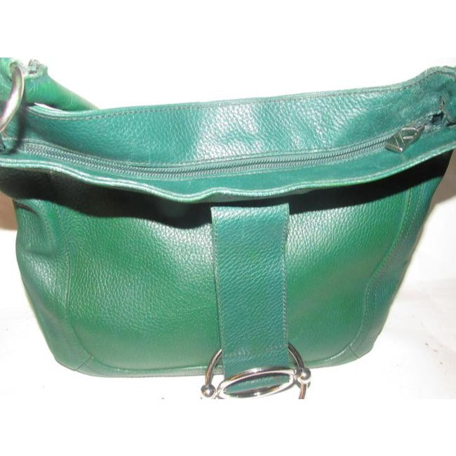 Furla Pursesdesigner Purses Deep Green Leather With Bold Chrome Accents Shoulder Bag