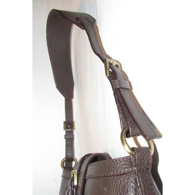 Burberry Style Shoulder Purses Brown Leather With Fringe And Equestrian Accents Hobo Bag