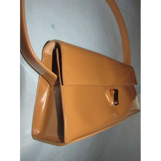 Furla Vintage Pursesdesigner Purses Camel Colored Glossy Leather Shoulder Bag