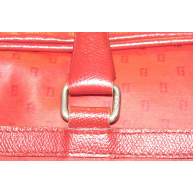 Fendi Early Sas Purse True Red Small F Or Zucchino Logo Print Coated Canvas And Leather Satchel