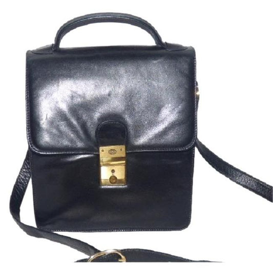 Gucci Padlock Bag Two Way Top Handle With Strap Black Leather Satchel