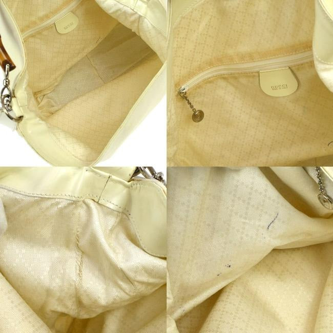 Gucci Vintage White And Gg Leather Hobo Bag