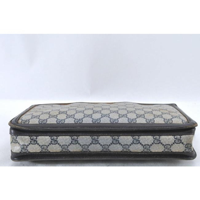 Gucci Supreme Portfolio Clutch Guccissima Print Cted Canvasleather Structured Two Way Satchelclutch