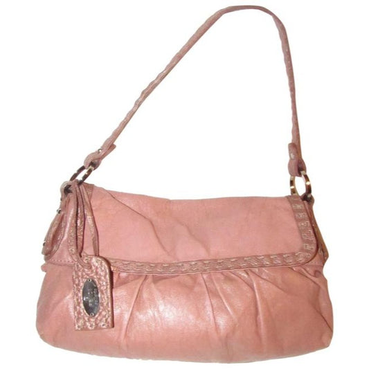 Fendi Selleria Chef Style Purse Metallic Pink Leather Shoulder Bag