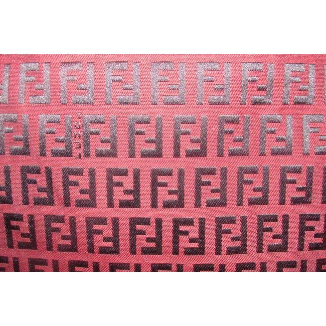 Fendi Mamma Zucco Zucchino Canvasleather Black Logo Print On Dark Red Canvas And Leather Shoulder Ba