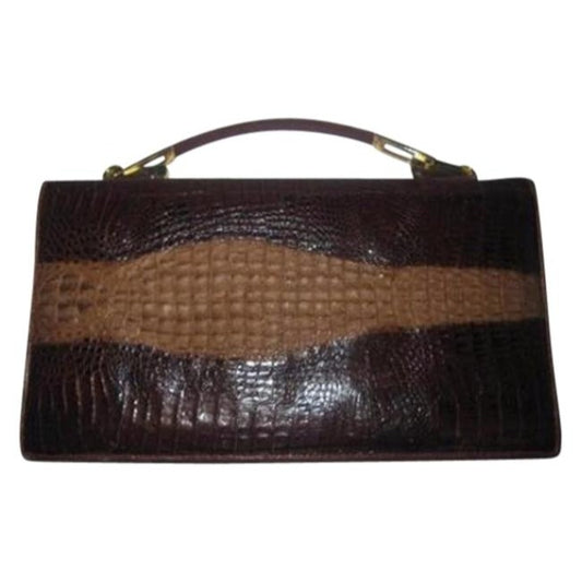 Venus Crocodile Leather Two-way Clutch in Shades of Brown