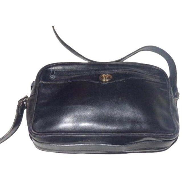 Gucci Vintage Classic Rectangular Black Leather Shoulder or Cross Body Bag with Exterior Pocket