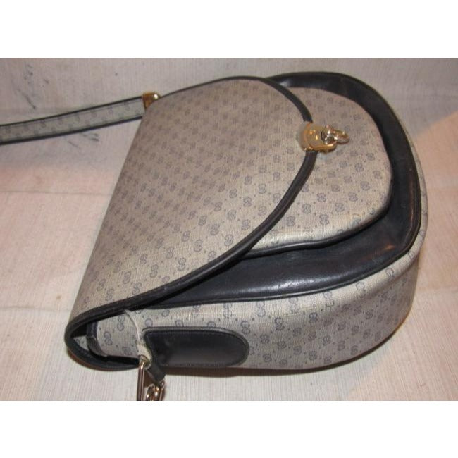 Gucci Vintage Purses Shades Of Blue Leather Coated Canvas Cross Body Bag