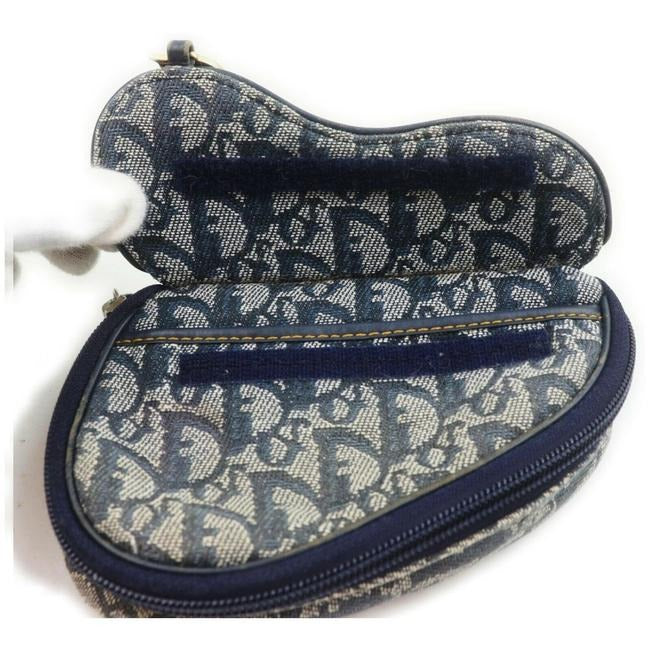 Dior Navy Trotter Print Canvas Saddle Shaped Clutch or Cosmetic Bag