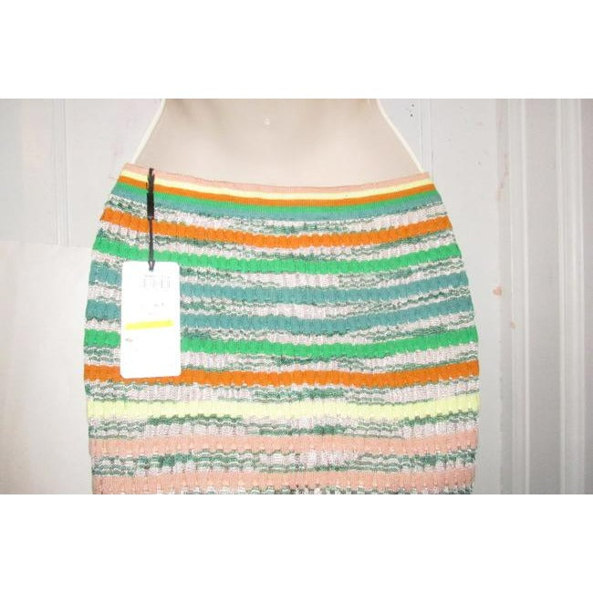 Missoni Green Blue Pink And Orange Multi Colored Striped Chevron Design Skirts