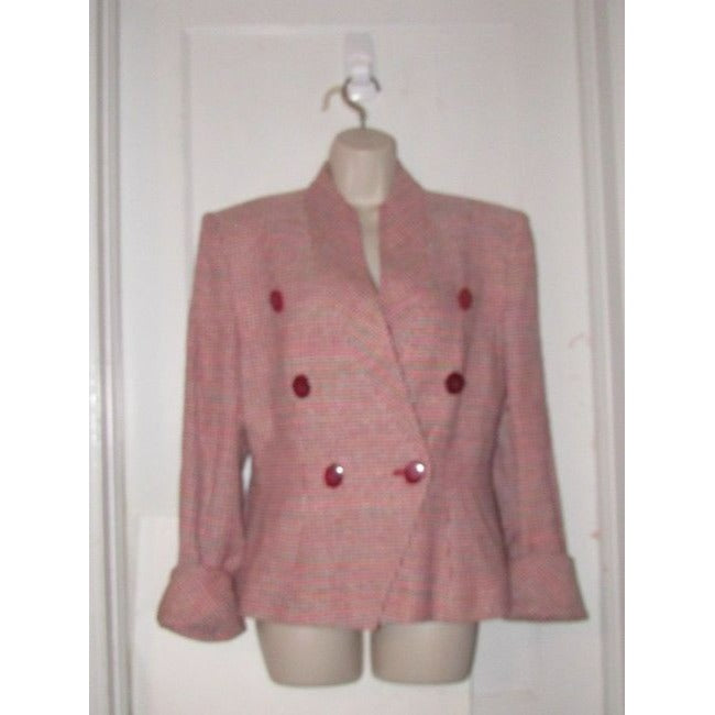 Dior Pink Turquoise Red And White Tweed Vintage Blazer