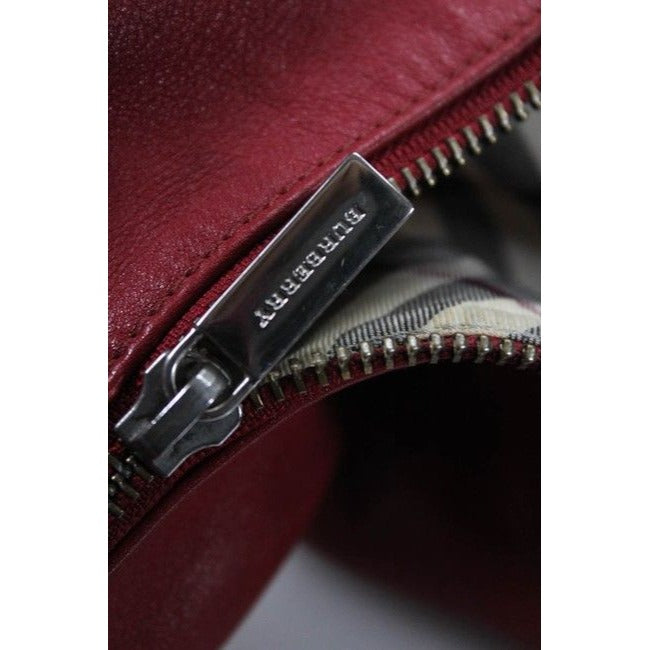 Burberry Pursesdesigner Purses Red Leather With Nova Check Lining Hobo Bag