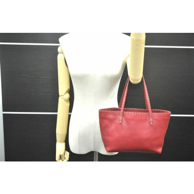 Fendi Bag Xl Two Strap Limited Edition True Red Selleria Leather Tote