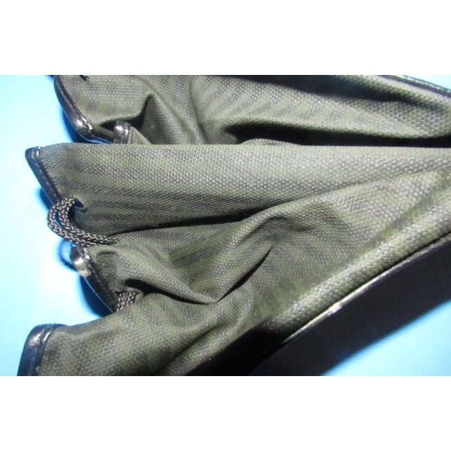 Fendi Early By Karl Lagerfeld Drawstring Fan Purse Black Thin Striped Print Canvas And Hard Black Le