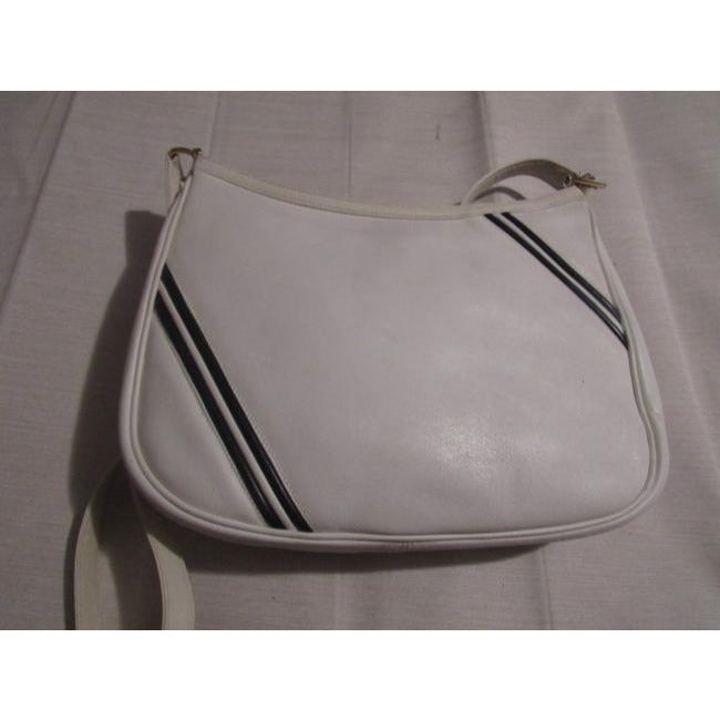 Gucci Gg Supreme Hobo With Dimensional Diagonal White Leathernavy Stripes Shoulder Bag