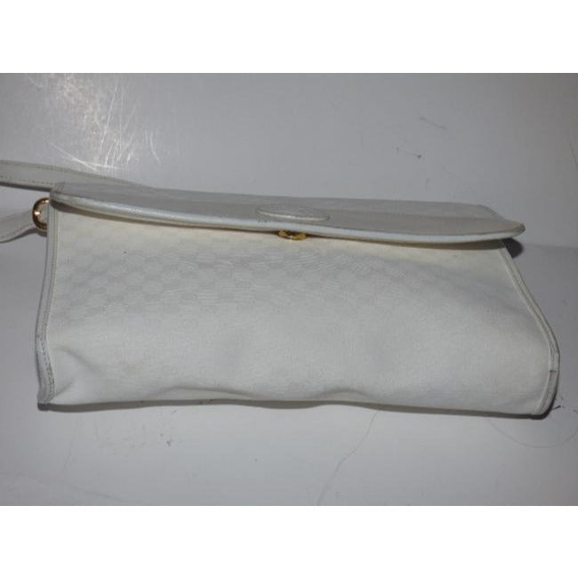 Gucci Vintage White Small G Logo Coated Canvas Leather Cross Body