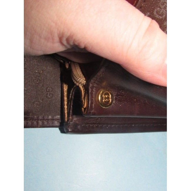 Gucci Vintage Pursesdesigner Purses Brown Small G Logo Print Coated Canvas And Brown Leather Leather