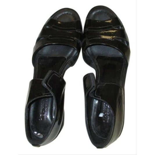 Donald J Pliner Patent Black Nura Sandal Wedges Size Us