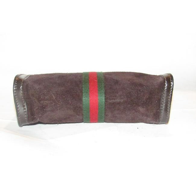 Gucci Vintage Accessory Collection Purses Brown Suede And Leather Clutch