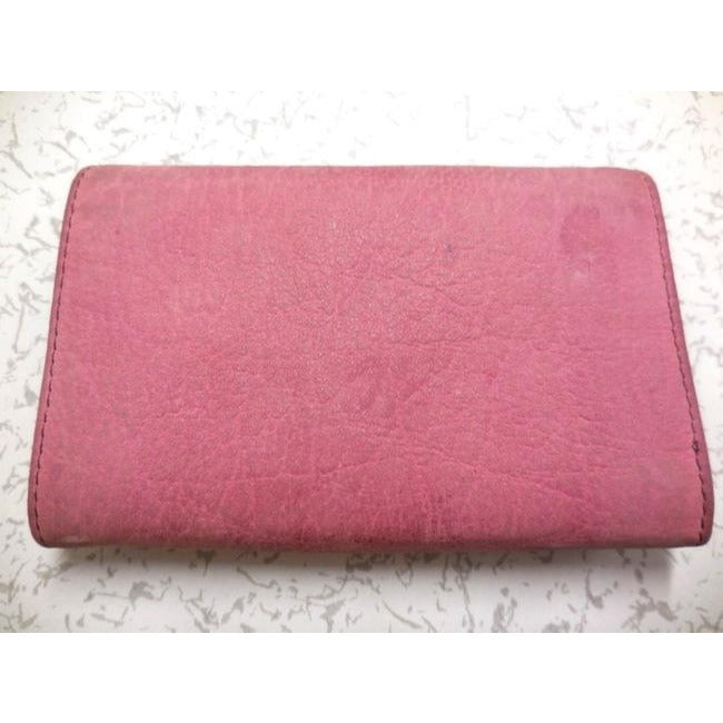 Fendi Pink Suede Leather With Gold Studs Bi Fold Wallet