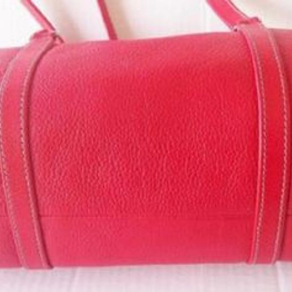 Vintage Prada Red Textured Leather Boxy Satchel style purse