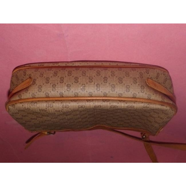 Gucci Vintage Small G Logo Print Coated Canvas And Leather In Shades Of Brown