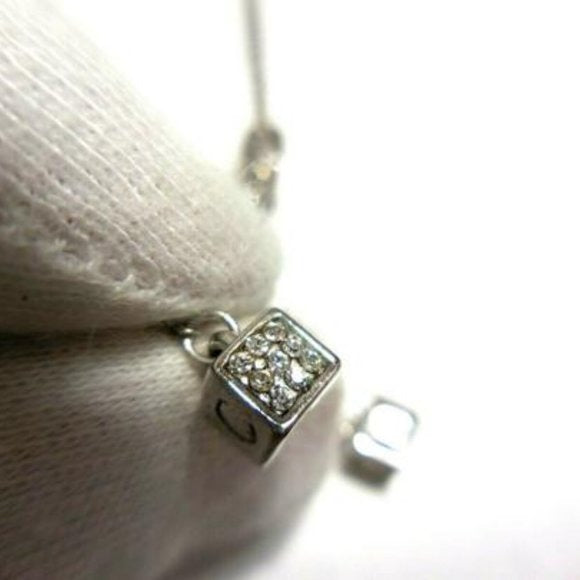 Dior Silver/Crystal Lariat Style Charm Necklace