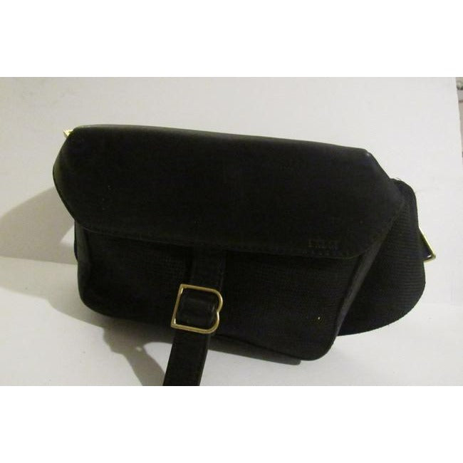 Bally Black Leather Brass Belt Bag Fanny Pack Wallet