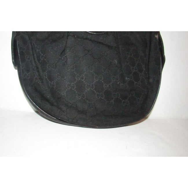 Gucci Gg Supreme Canvas And Black Guccissima Print Leather Hobo Bag