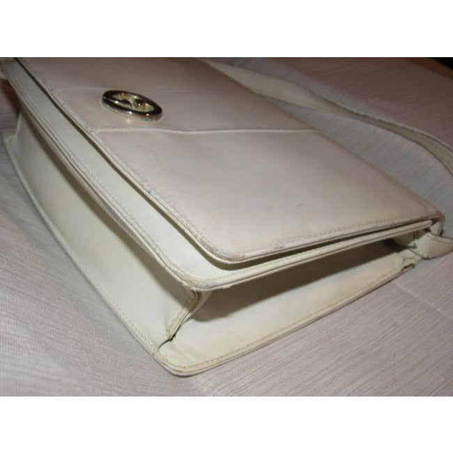 Gucci Mod White Leather Chrome Shoulder Bag