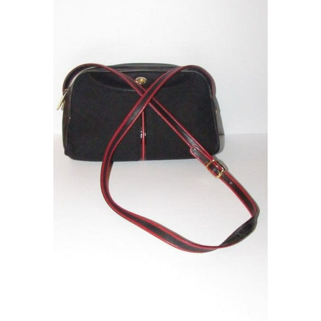 Gucci Ophidia W Micro Guccissima Print Red Trim Black Leather Shoulder Bag