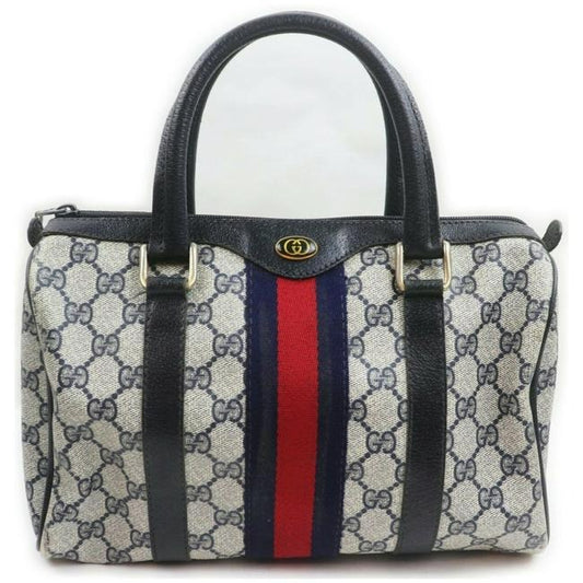 Gucci Boston Bag Guccissima With And Blue Navy G Printrednavy Stripe Leathercoated Canvas Satchel