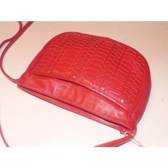 Vintage Amelia Berko Red Woven Leather Designer Cross Body or Sling Bag