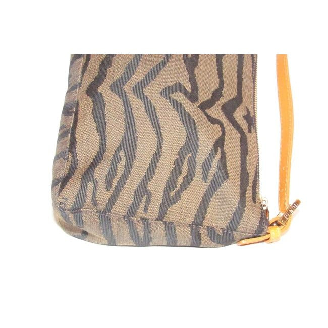 Fendi Animal Style Purses Brown And Black Tiger Print Canvas And Yellow Leather Hobo Bag