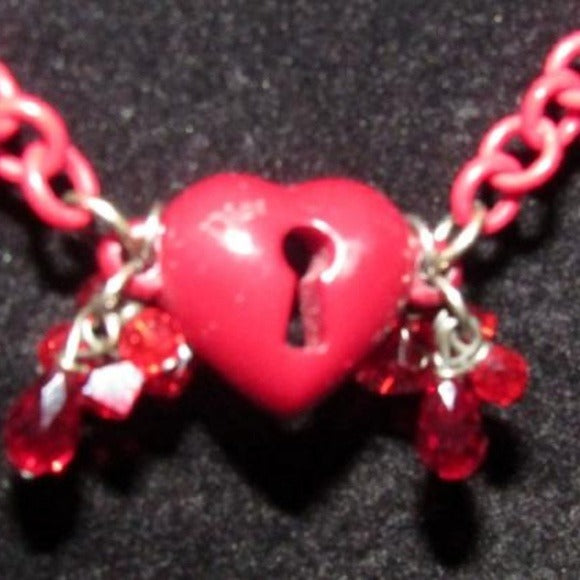 Dior Resin Link Necklace w Puffed Heart Dior Charm & Faceted Glass Beads