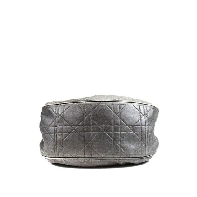 Dior Grey/Silver Quilted Leather Cannage Bucket Satchel