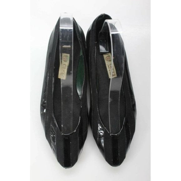 Gucci Black Patent Leather Vintage Early Mod Flats