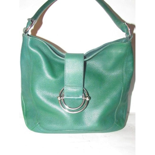 Furla Pursesdesigner Purses Deep Green Leather With Bold Chrome Accents Shoulder Bag