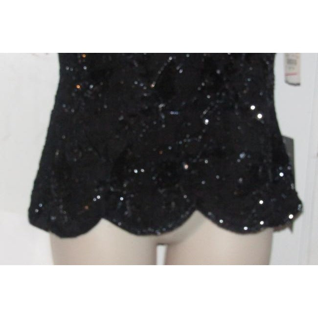 Stenay Black Silk Vintage Bead Sequins Top