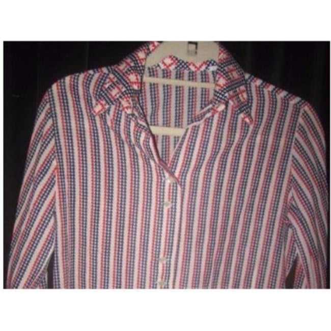 Lanvin Red White And Blue Print Button Down Top