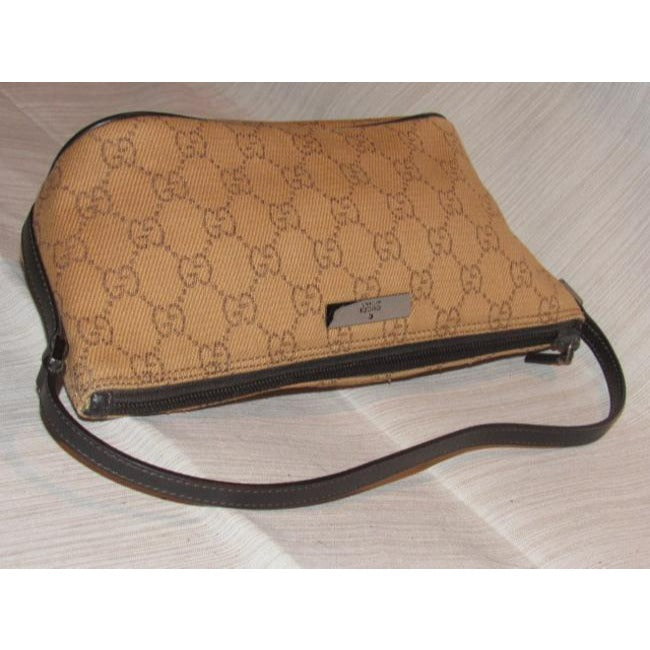 Gucci Pouchette Purses Burnt Orange And Brown Canvas Leather Hobo Bag