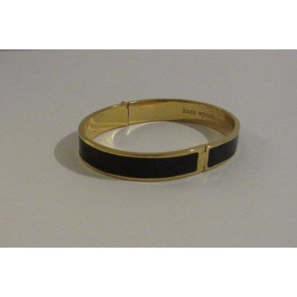 Kate Spade Black Enamel Gold Clamper Style Bangle