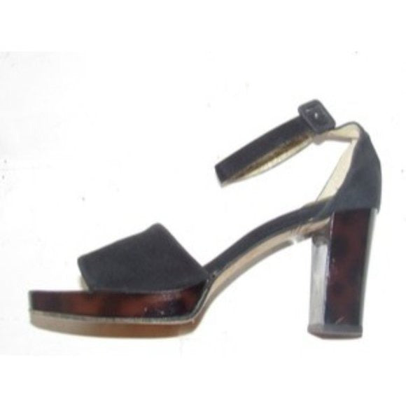 Saint Laurent MOD Black w Tortoise Shell Platform & Heel, Open Toe Dressy Sandals