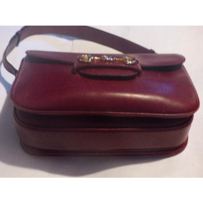 SOLD! Gucci Horsebit W Clasp Burgundy Leather Shoulder Bag