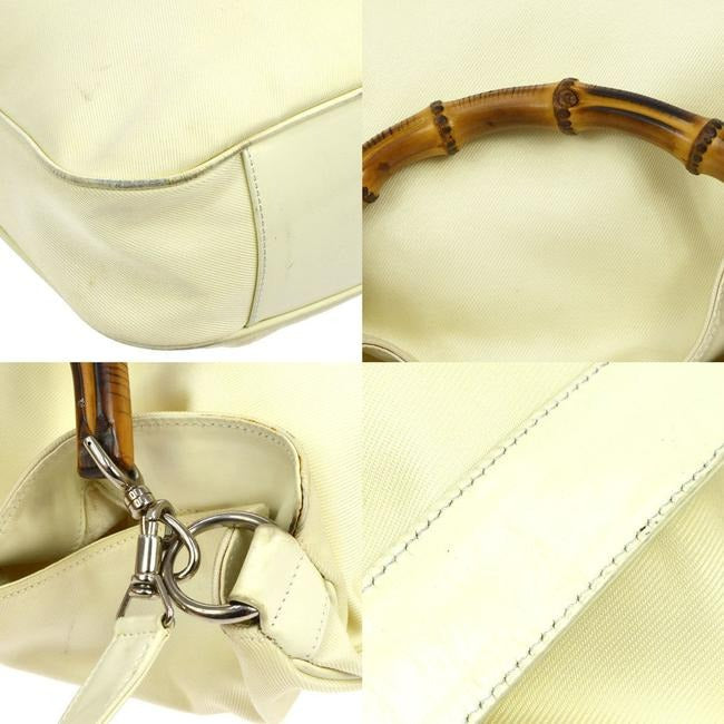 Gucci Vintage White And Gg Leather Hobo Bag